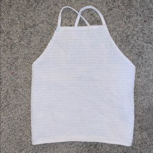 White cropped, high neck tank top